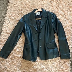 Black leather jacket, size 6, brands:CLIO